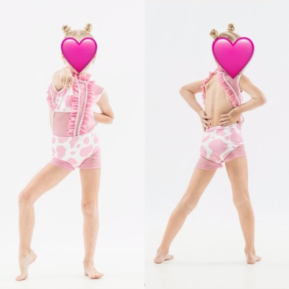 Custom LA Dance Designs Cow Print Leo and Mesh Shorts